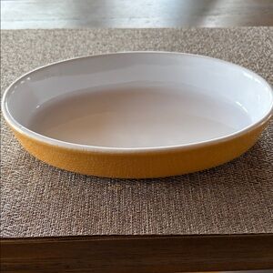 Vintage Emile Henry Oval Baking Casserole Dish 01.09 France Mustard Yellow
